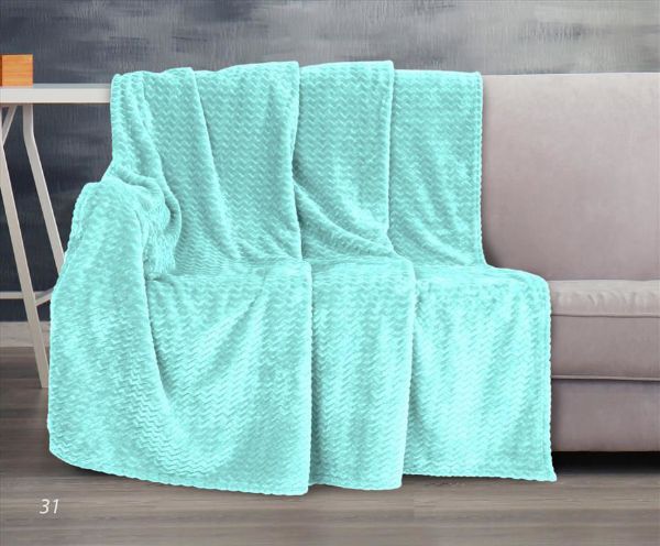 Obrazek Matex Koc ZIG-ZAG, 150x200 cm ( Minky Wave ), turkusowy