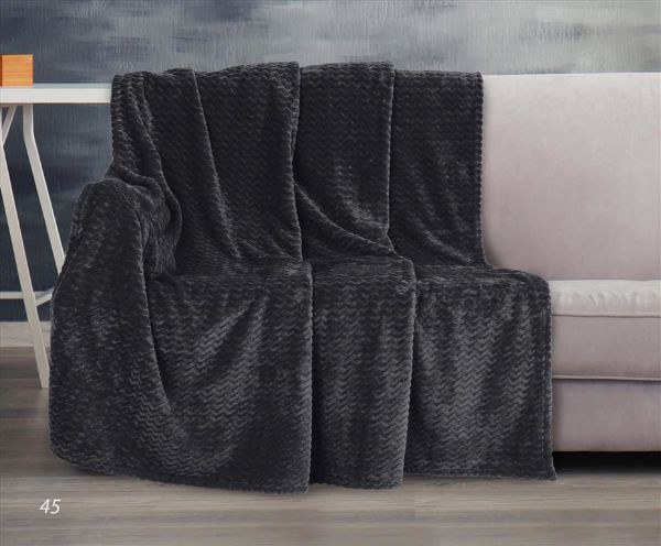 Obrazek Matex Koc ZIG-ZAG, 150x200 cm ( Minky Wave ), grafitowy