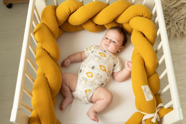 Picture of BabyMatex Ochraniacz do łóżeczka WARKOCZ MUSLIN 200 cm, żółty