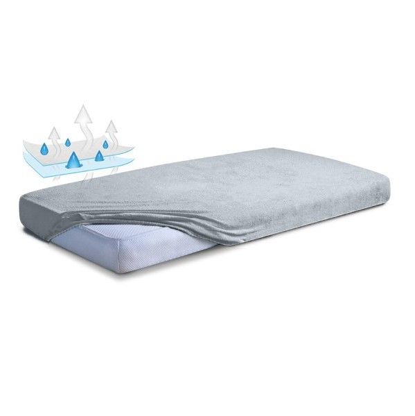 Obrazek SANIPUR Prześcieradło nieprzemakalne Frotte 90x200, szare