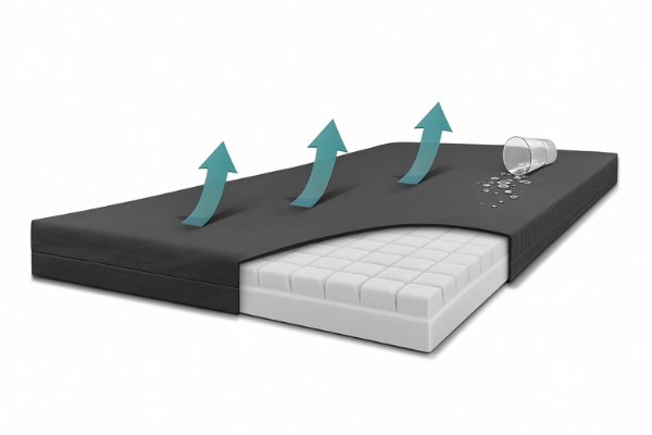 Obrazek SANIPUR Materac przeciwodleżynowy GOFER 15x90x200 ścieralny, oddychający, z nieprzemakalnym pokrowcem, 15 cm, T2540,  grafit