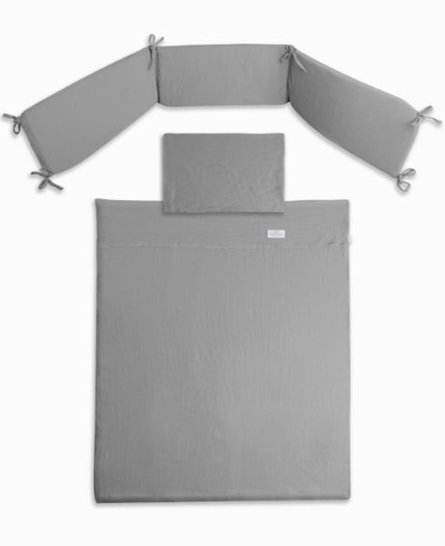 Obrazek BabyMatex Komplet pościeli 3-cz MUSLIN, ciemno szary