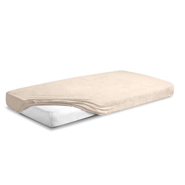 Obrazek Matex Prześcieradło frotte z gumą 210/220x190/200 PREMIUM, jasno beżowe